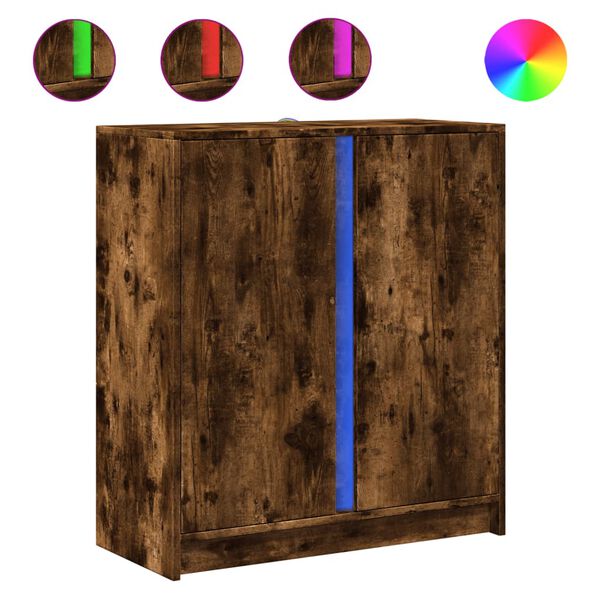 vidaXL Szafka z LED, przydymiony dąb, 77x34x85 cm