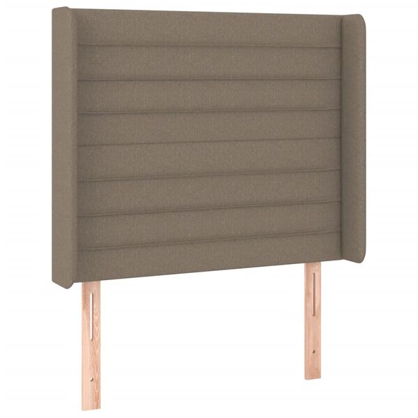 vidaXL Zagł&oacute;wek do ł&oacute;żka z LED, taupe, 103x16x118/128 cm, tkanina