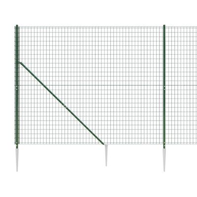 vidaXL Ogrodzenie z siatki drucianej, z kotwami, zielone, 2x25 m