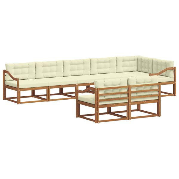 vidaXL Zestaw sof na zewnątrz z poduszką 8 pcs Naturalny i Kremowy