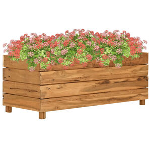 vidaXL Podwyższona donica 100x40x38 cm, drewno tekowe z odzysku i stal