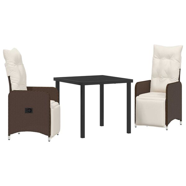 vidaXL Zestaw do jadalni w ogrodzie 3 pcs Brązowy Polirattan