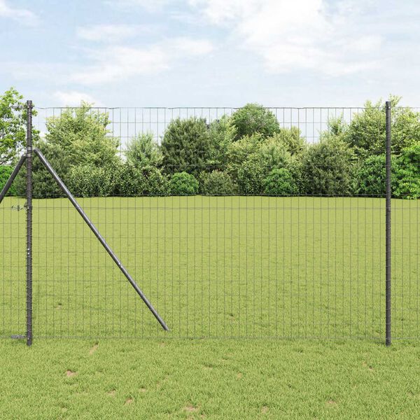 vidaXL Ogrodzenie z słupkiem Szary 1,6 x 10 m Stal i PVC