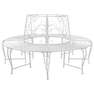 vidaXL Ławka Drzewna 8-Liczba miejsc &Oslash; 160 x 89 cm Stal Antyczna biel