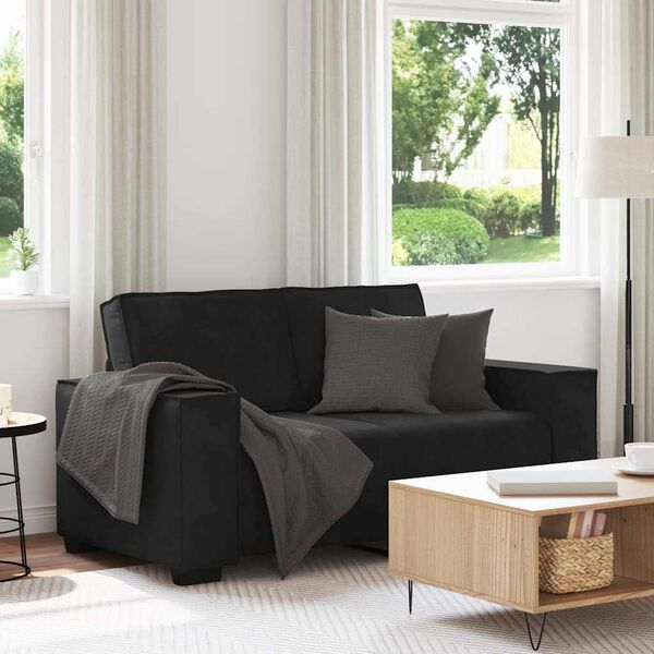vidaXL Sofa 2-osobowa, czarna, 160x78x84 cm, tapicerowana aksamitem