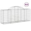 vidaXL Kosze gabionowe, 15 szt, 200x50x80/100 cm, galwanizowane żelazo