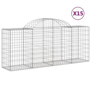 vidaXL Kosze gabionowe, 15 szt, 200x50x80/100 cm, galwanizowane żelazo