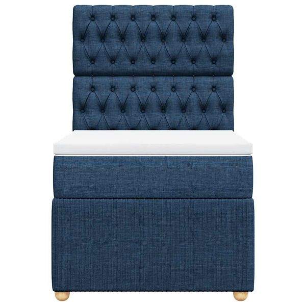 vidaXL Ł&oacute;żko kontynentalne z materacem, niebieskie, tkanina 100x200 cm