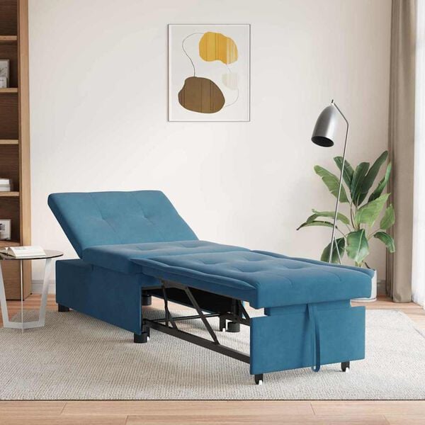 vidaXL Sofa Bed Niebieski 194 x 67 x 82 cm Aksamit