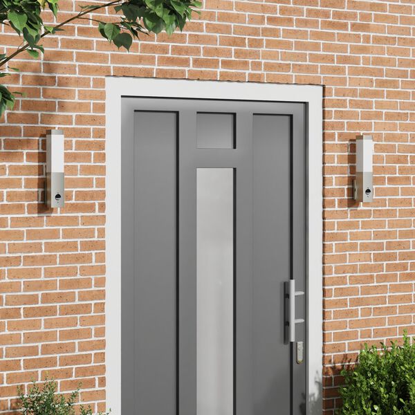 vidaXL Zewnętrzne Oświetlenie Ścienne 2 pcs Srebrny 10.5 x 6 x 35 cm