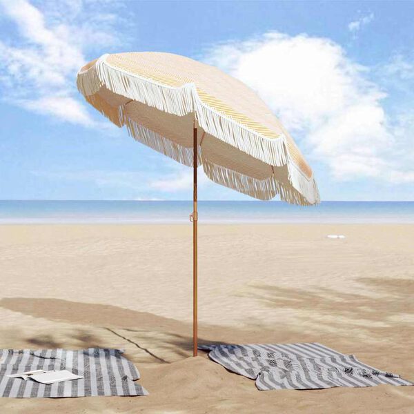 vidaXL Parasol plażowy Ż&oacute;łty i Biały 160 x 160 x 196 cm