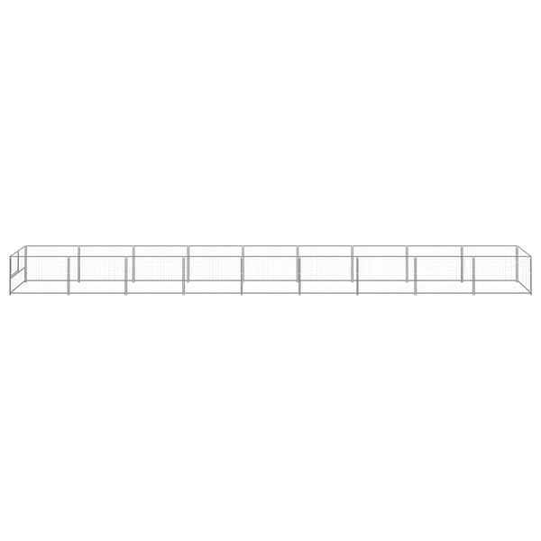 vidaXL Kojec dla psa, srebrny, 9 m&sup2;, stalowy