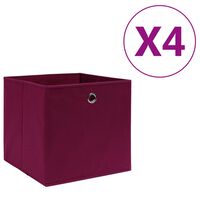 vidaXL Pudełka z włókniny, 4 szt., 28x28x28 cm, ciemnoczerwone