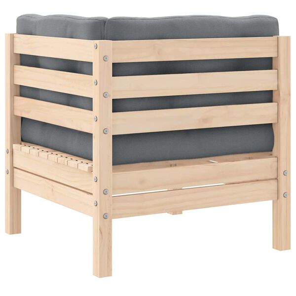 vidaXL 3-cz. zestaw wypoczynkowy do ogrodu, szare poduszki, sosnowy