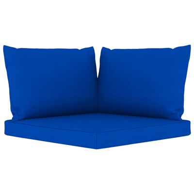 vidaXL Ogrodowa sofa 2-os. z palet, z niebieskimi poduszkami, sosna