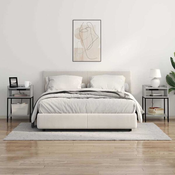 vidaXL Szafka Nocna z p&oacute;łką Szary Sonoma 40 x 40 x 61 cm