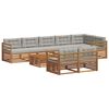 vidaXL Zestaw sof na zewnątrz z poduszką 9 pcs Naturalny i Jasny Szary