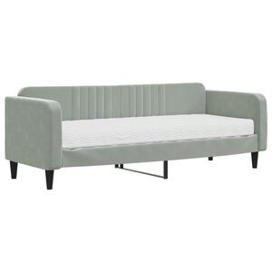vidaXL Sofa z materacem do spania, jasnoszara, 80x200 cm, aksamit