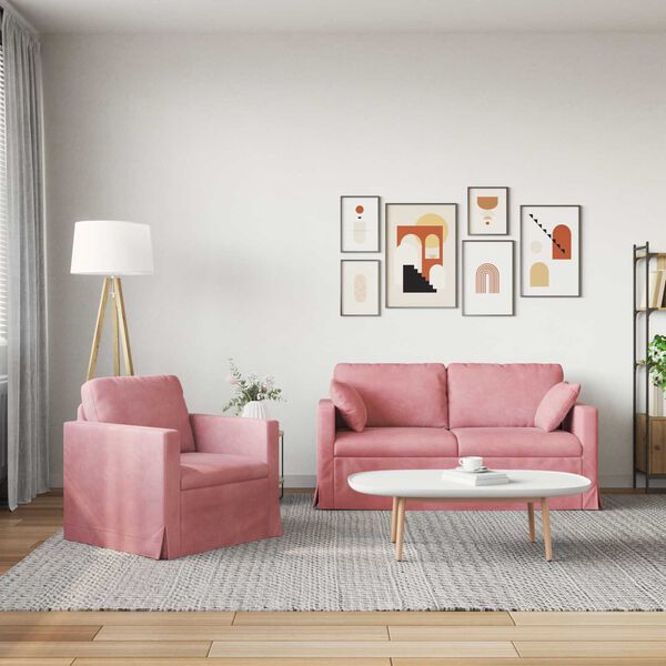 vidaXL Sofa 2 pcs R&oacute;żowy