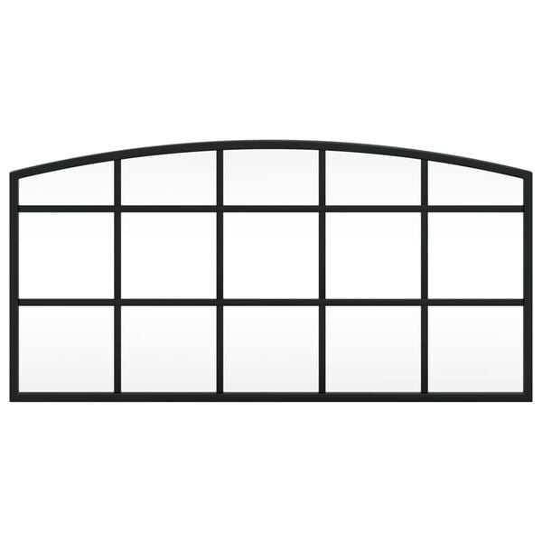 vidaXL Lustro ścienne, czarne, 60x30 cm, zakończone łukiem, żelazo