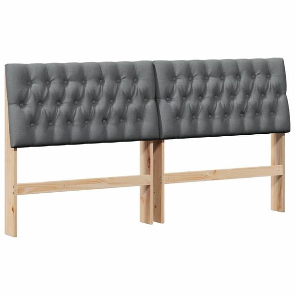 vidaXL Tapicerowane wezgłowie Ciemnoszary 180 cm Lite drewno sosnowe