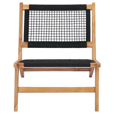 vidaXL Krzesło z podnóżkiem, lite drewno tekowe i sznurek