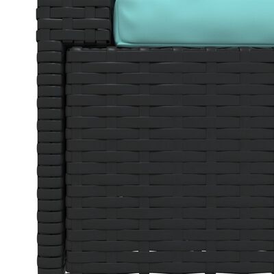 vidaXL 2-osobowa sofa ogrodowa z poduszkami, czarna, polirattan