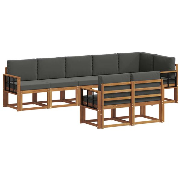 vidaXL Zestaw sof na zewnątrz z poduszką 8 pcs Naturalny i Antracytowy