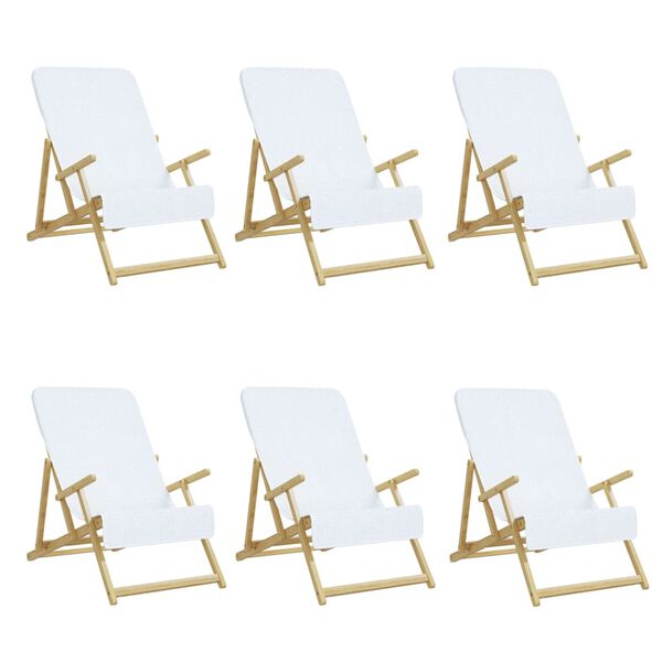 vidaXL Ręczniki plażowe, 6 szt., białe, 60x135 cm, tkanina, 400 g/m²