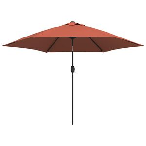 vidaXL Parasol ogrodowy z LED i stalowym słupkiem, 300 cm, terakota