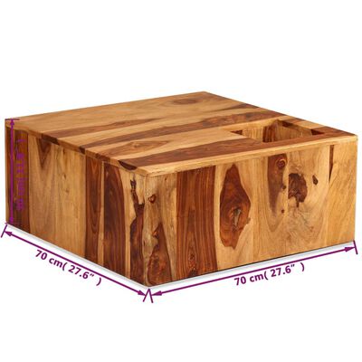 vidaXL Stolik kawowy z drewna sheesham, 70 x 70 x 30 cm