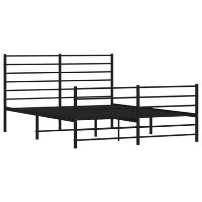 vidaXL Metalowa rama łóżka z wezgłowiem i zanóżkiem, czarna, 150x200cm