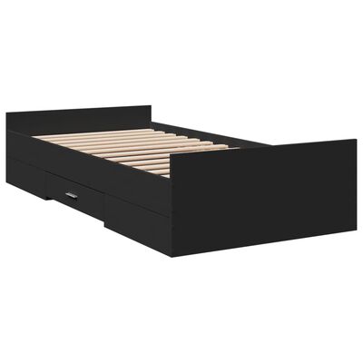 vidaXL Rama łóżka z szufladami, czarna, 100x200 cm
