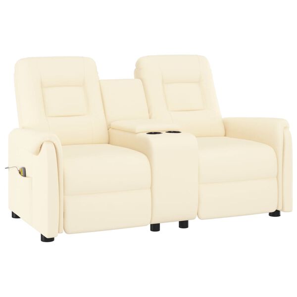 vidaXL Rozkładany fotel masujący z uchwytem, 2-os., kremowy