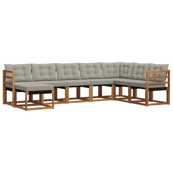 vidaXL Zestaw sof na zewnątrz z poduszką 8 pcs Naturalny i Jasny Szary