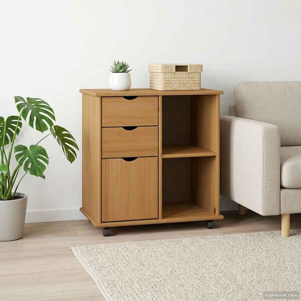 vidaXL Rolkowa szafka z kołem Miodowy brąz 63,5 x 39 x 65,5 cm