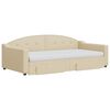 vidaXL Sofa rozsuwana z szufladami, kremowa, 100x200 cm, tkanina