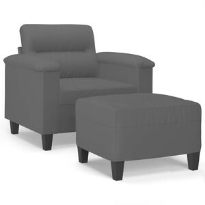vidaXL Fotel z podn&oacute;żkiem, ciemnoszary, 60 cm, obity mikrofibrą