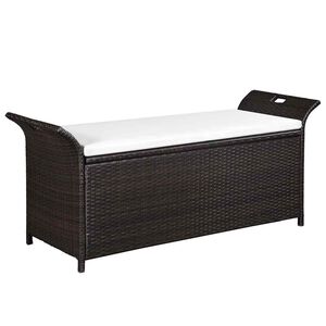 vidaXL Ławka do przechowywania z poduszką, 138 cm, polirattan, brązowa