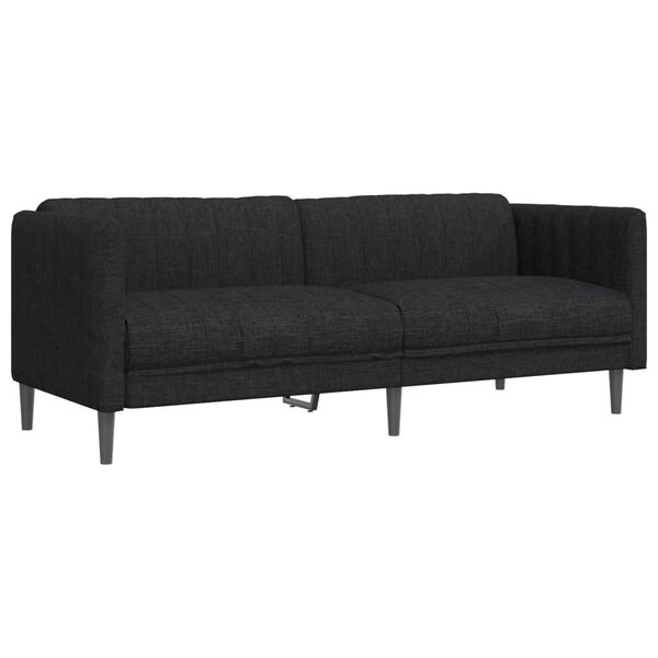 vidaXL Sofa 3-osobowa, czarna, tapicerowana tkaniną