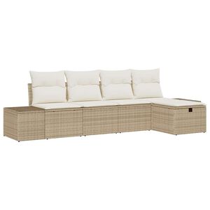 vidaXL Zestaw Sof z poduszką 5 pcs polirattan