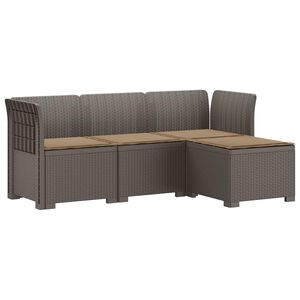 vidaXL Sofa ogrodowa dla 4 os&oacute;b z poduszkami w stylu rattanowym PP
