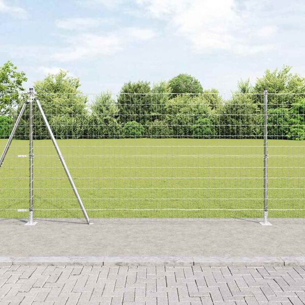 vidaXL Ogrodzenie z słupkami Srebrny 1.2 x 10 m Stal