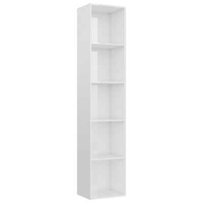 vidaXL Regał na książki, wysoki połysk, biały, 40x30x189 cm