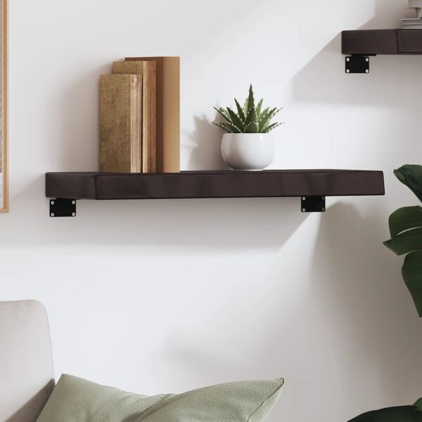 vidaXL P&oacute;łka, ciemnobrązowa, 60x20x6 cm, wykończone lite drewno dębowe