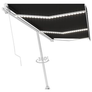 vidaXL Ręcznie zwijana markiza z LED, 600 x 300 cm, antracytowa