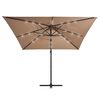 vidaXL Parasol wiszący z LED i stalowym słupkiem, 250x250 cm, taupe