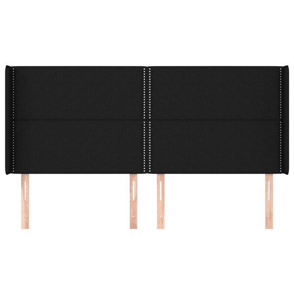 vidaXL Zagł&oacute;wek uszak, czarny, 203x16x118/128 cm, tkanina