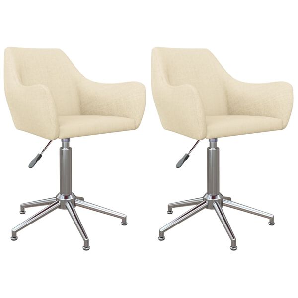vidaXL Obrotowe krzesła stołowe, 2 szt., kremowe, obite tkaniną