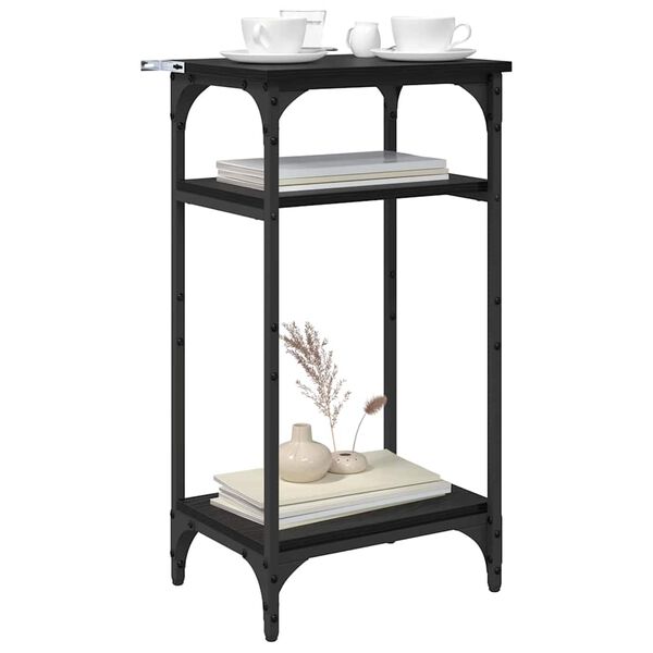 vidaXL Stolik boczny z p&oacute;łką Czarny Dąb 40 x 30 x 75 cm